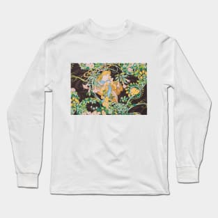 Woman with Flowers by Alphonse Mucha Long Sleeve T-Shirt